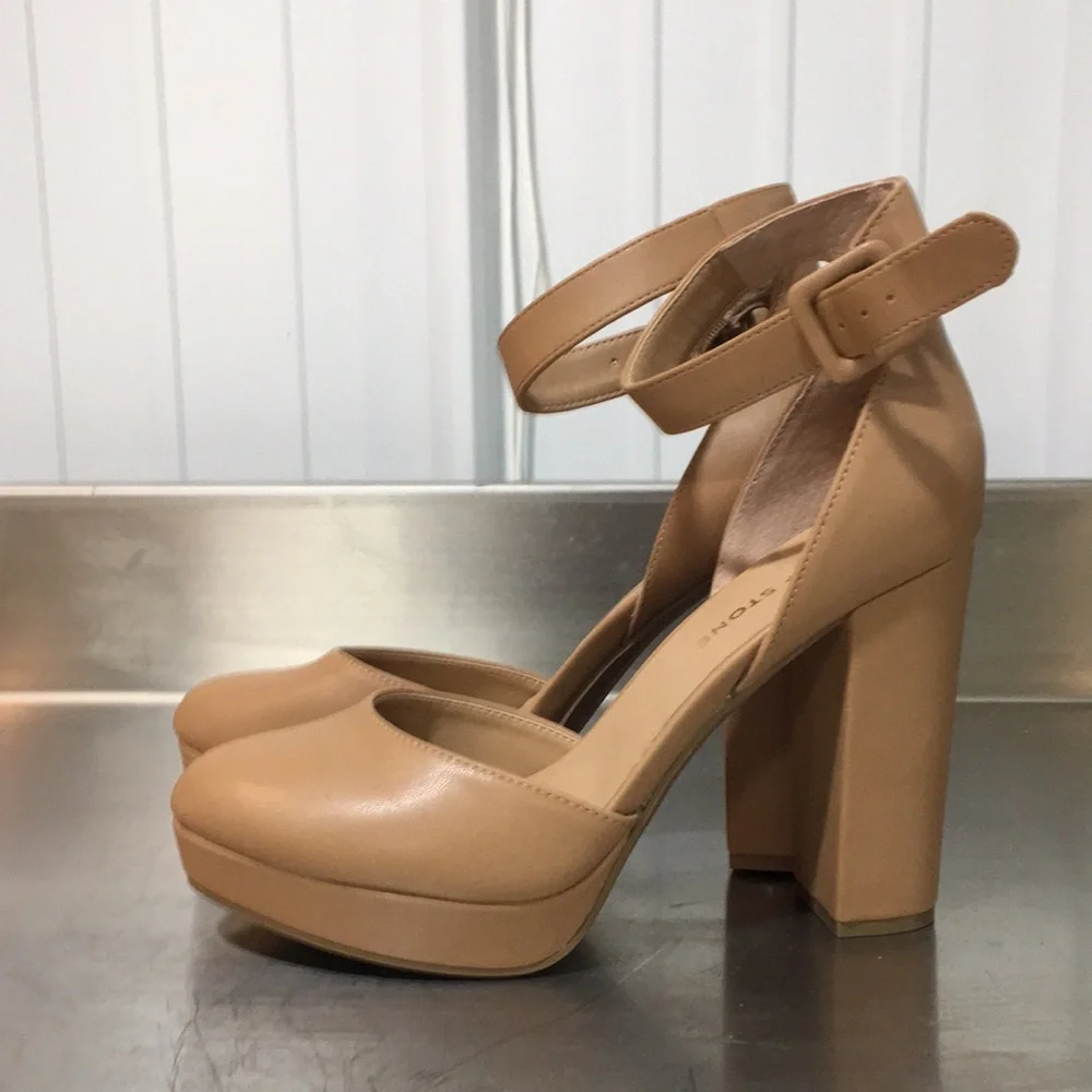 Sun and stone Elegant Tan Women's Heels Size 9 - Picture 2 of 5